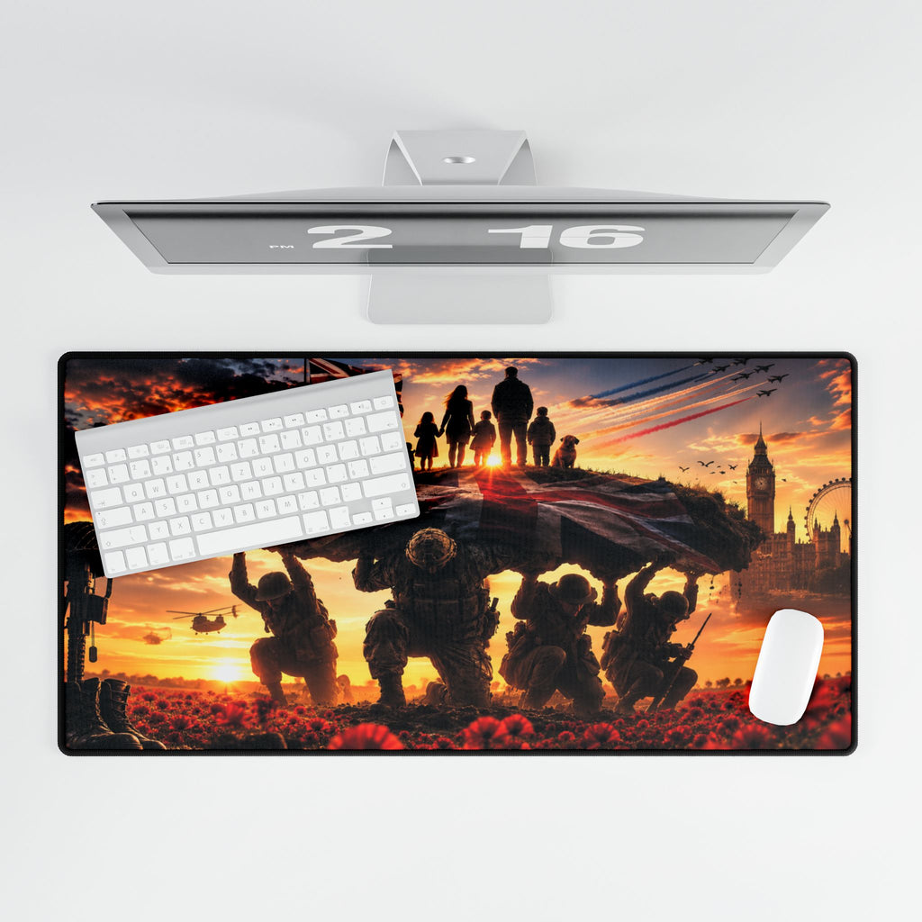 Veteran Tribute Desk Mat – Remembrance Poppy Battlefield Scene
