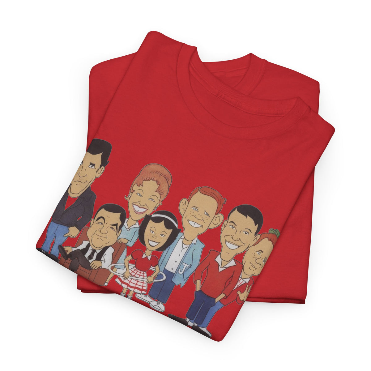 Happy Days Retro TV Cast Cartoon Tee - Vintage Sitcom Character Group Shirt