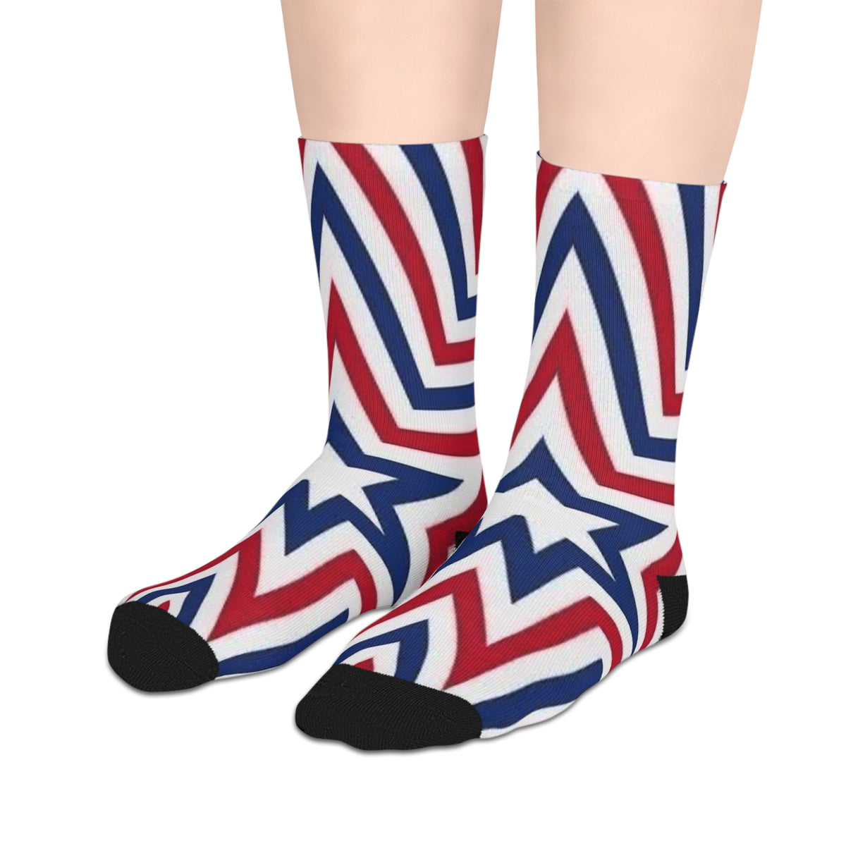 Patriotic Starburst Mid-Length Socks – Red White & Blue Fourth of July Socks
