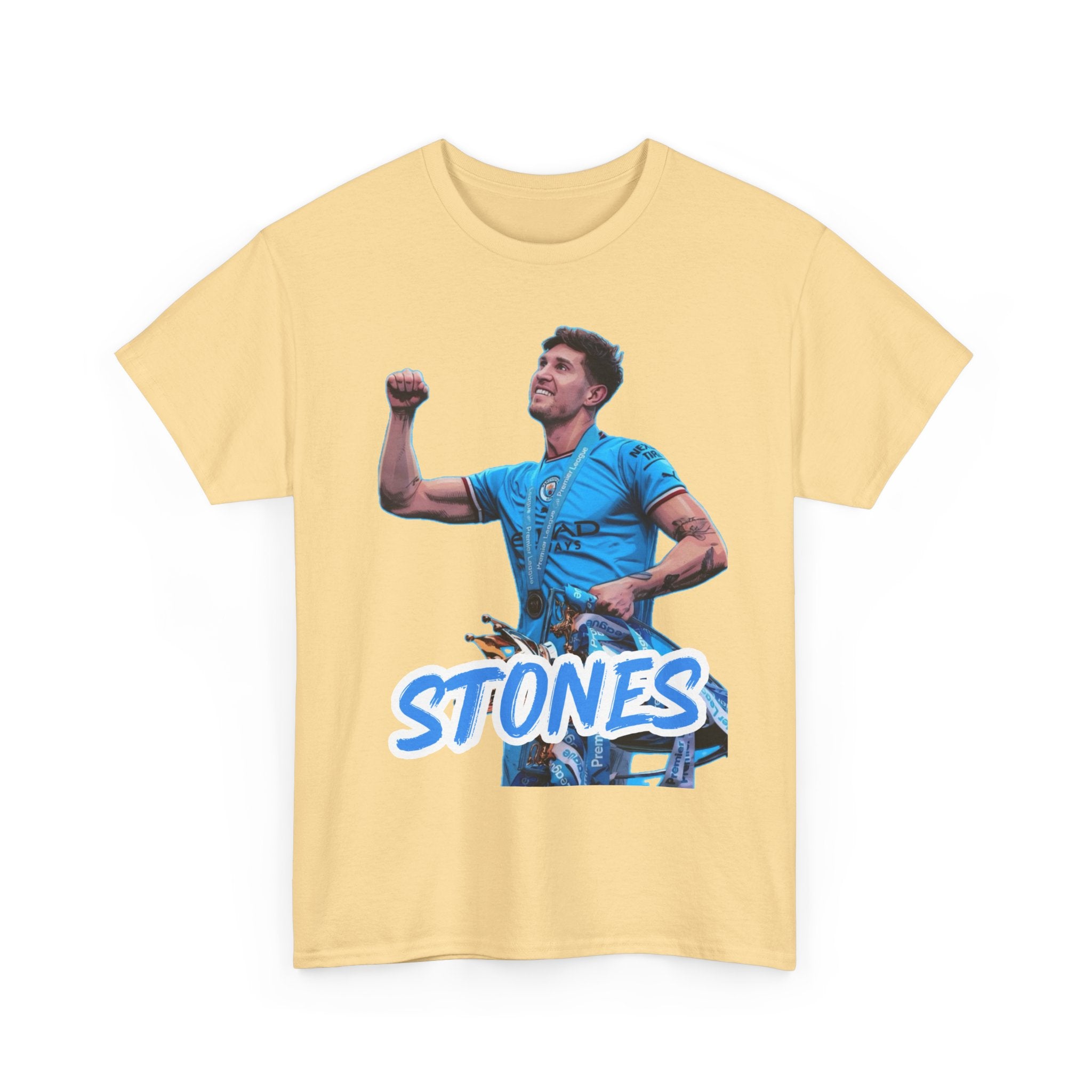 John Stones Manchester City Soccer Fan Tee — Blue Player Graphic T-Shirt