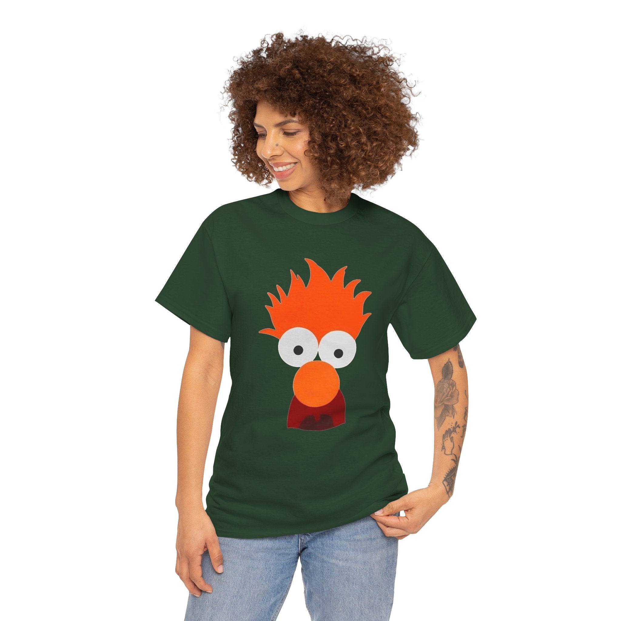 Beaker-Inspired Graphic Tee — Cute Orange Muppet Face T-Shirt