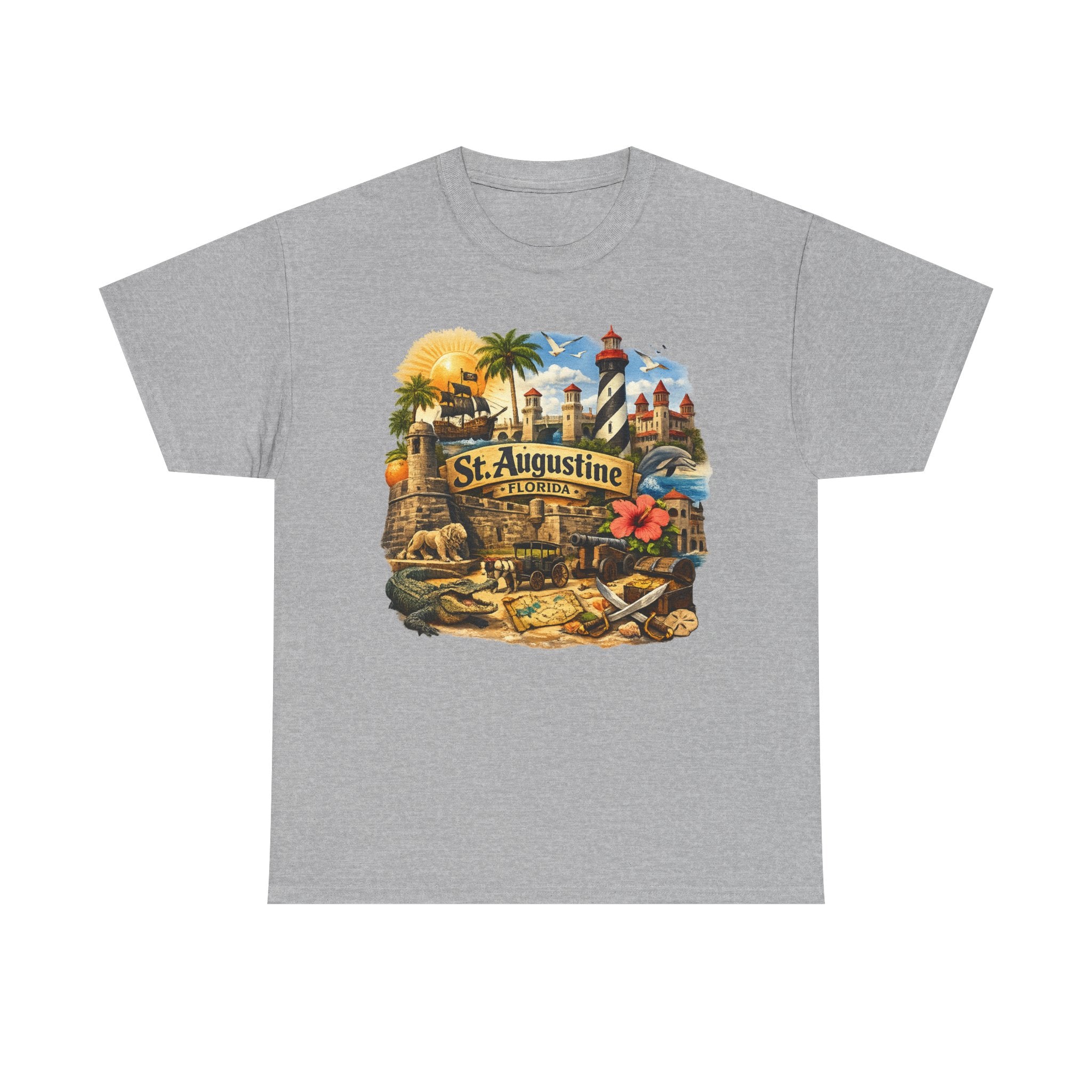 St. Augustine Florida Vintage Travel Tee — Retro Beach & Lighthouse Souvenir T-Shirt