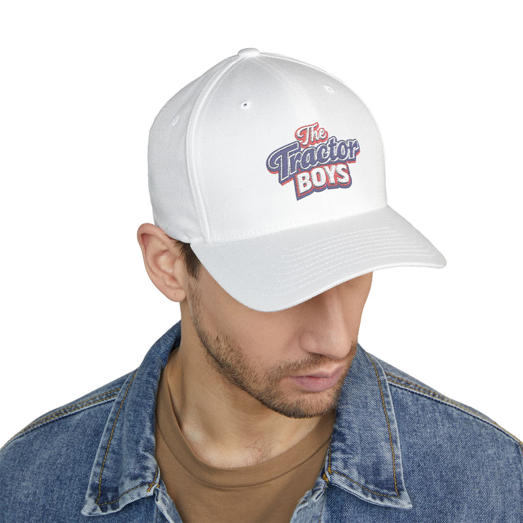 Embroidered 'The Tractor Boys' Structured Cap - Retro Red & Blue Logo