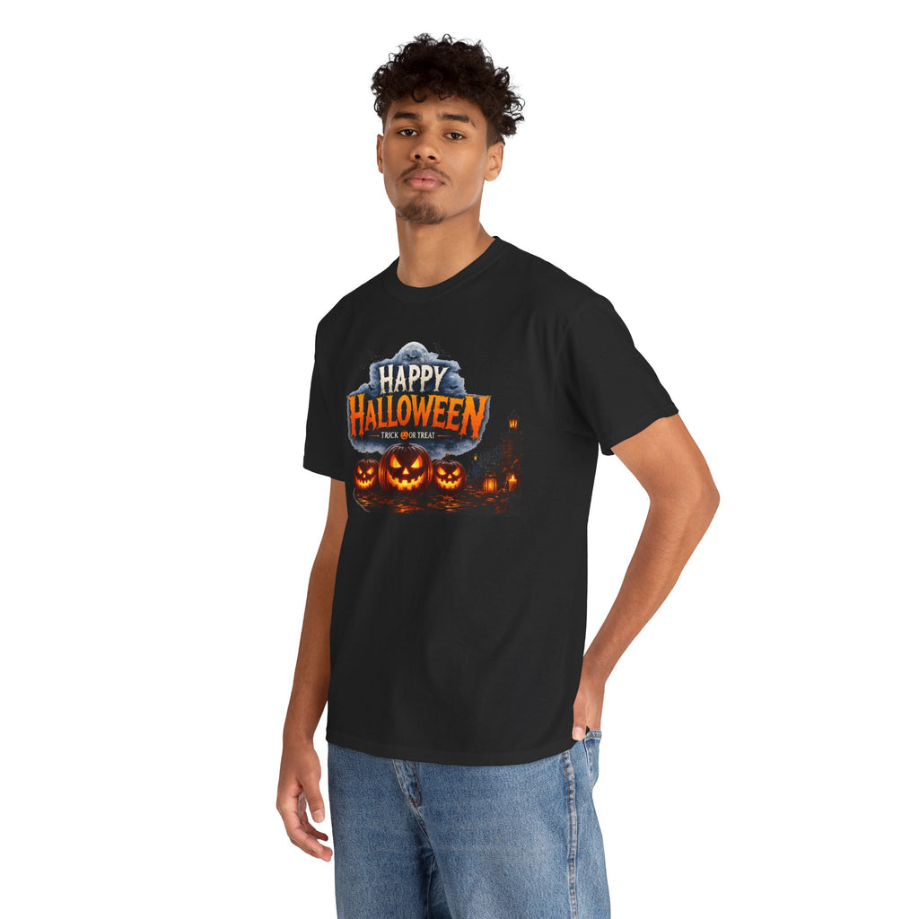 Happy Halloween Pumpkin Tee — Spooky Jack-O'-Lanterns Graphic Shirt