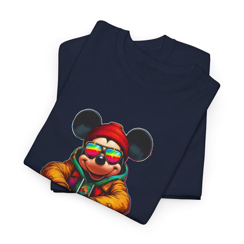 Mickey Mouse Streetwear Graphic Tee — Hip-Hop Mouse Character Sitting in Sneakers