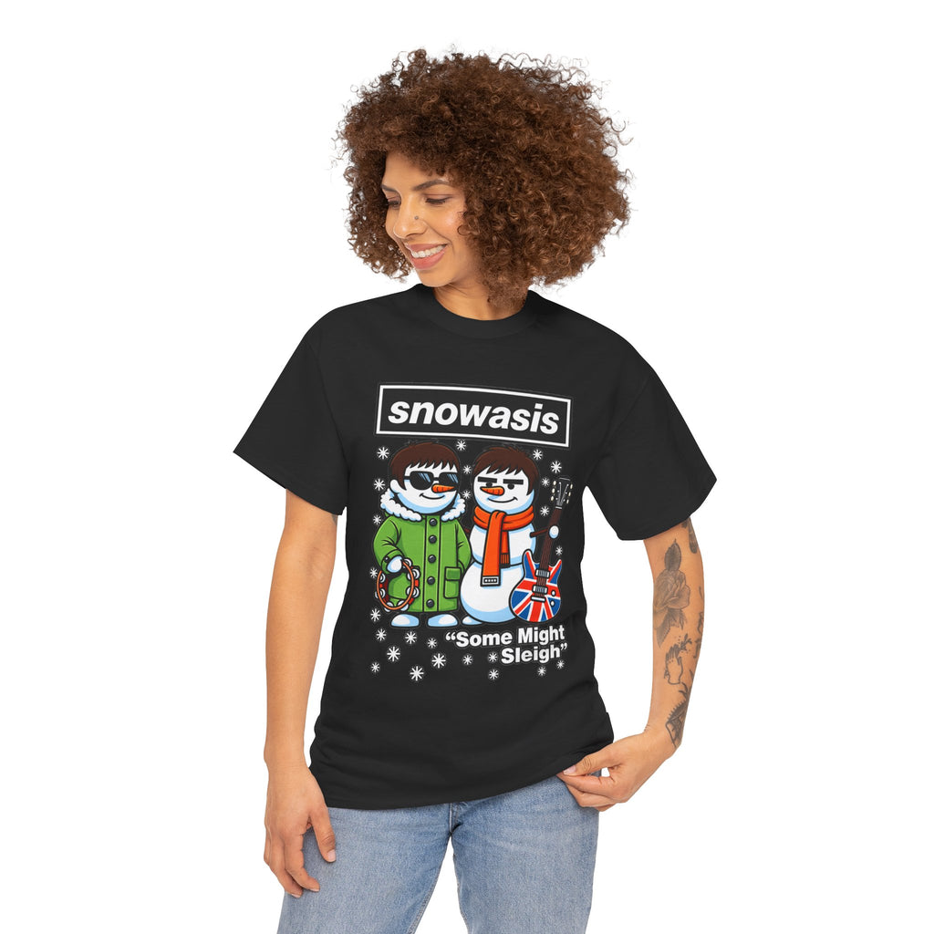 Snowasis ‘Some Might Sleigh’ Christmas Snowman #Oasis Inspired Cotton T-Shirt / Tee