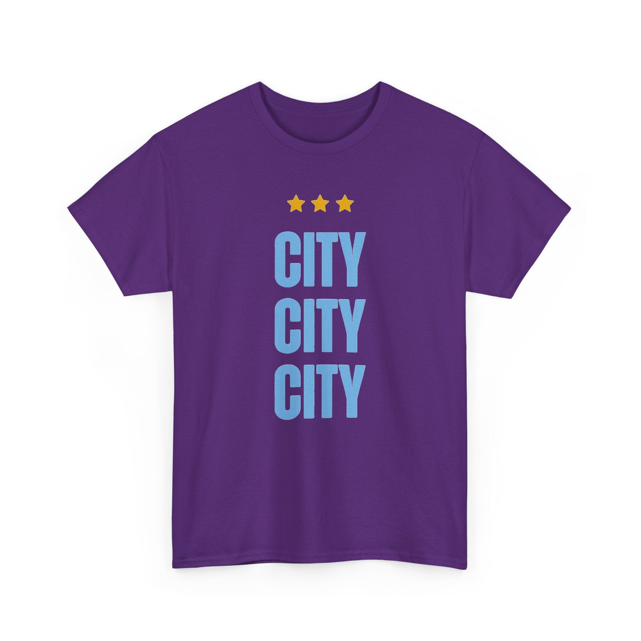 Manchester City City City Tee — Retro Three-Star Premier League Lion Soccer Shirt