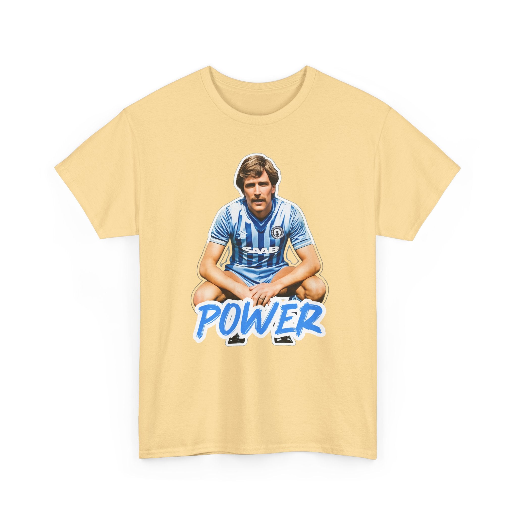 Paul Power Manchester City Legend Player Graphic Tee — Retro Football Jersey Design