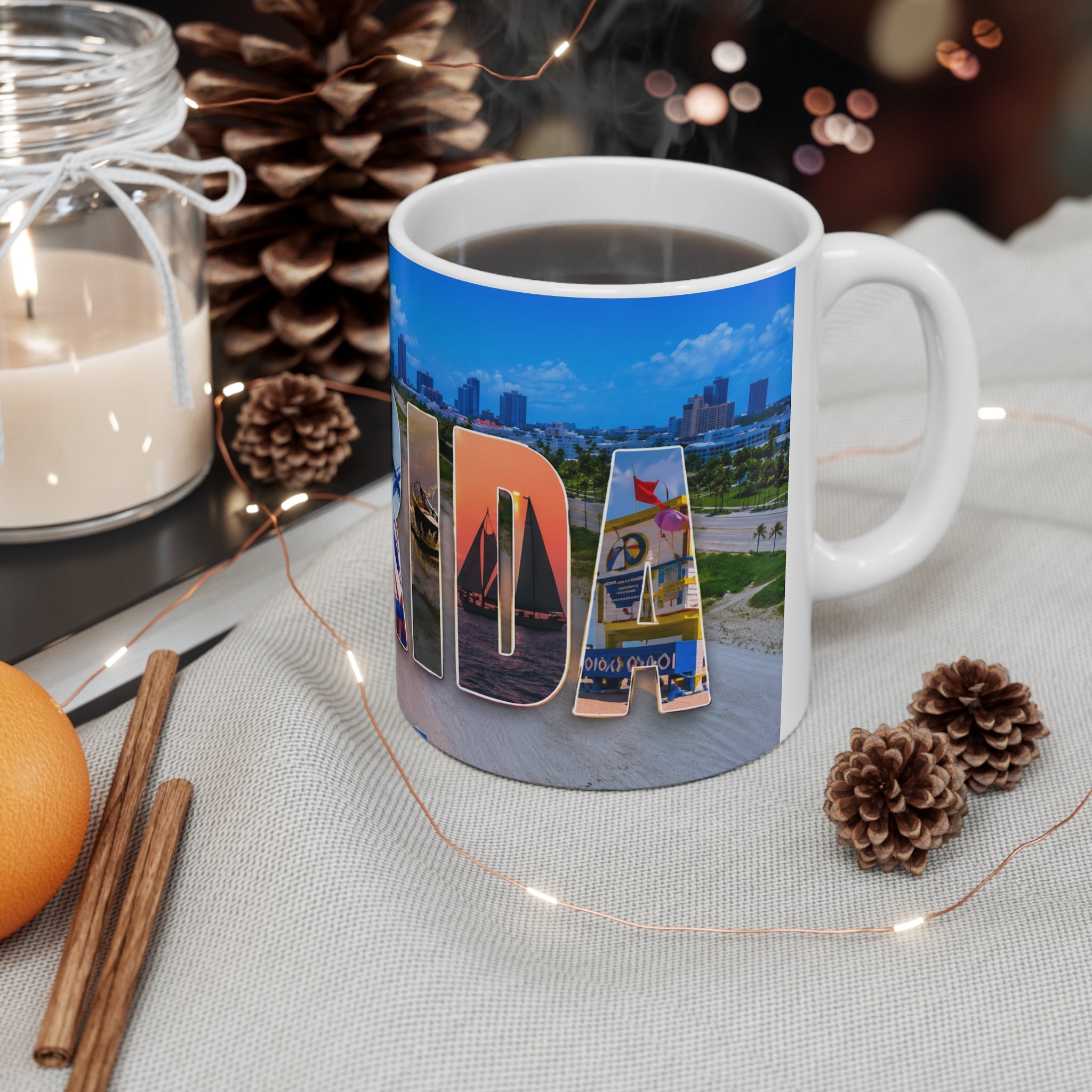 Florida Vacation Mug - "Escape to Florida" Ceramic Coffee Cup, 11oz & 15oz