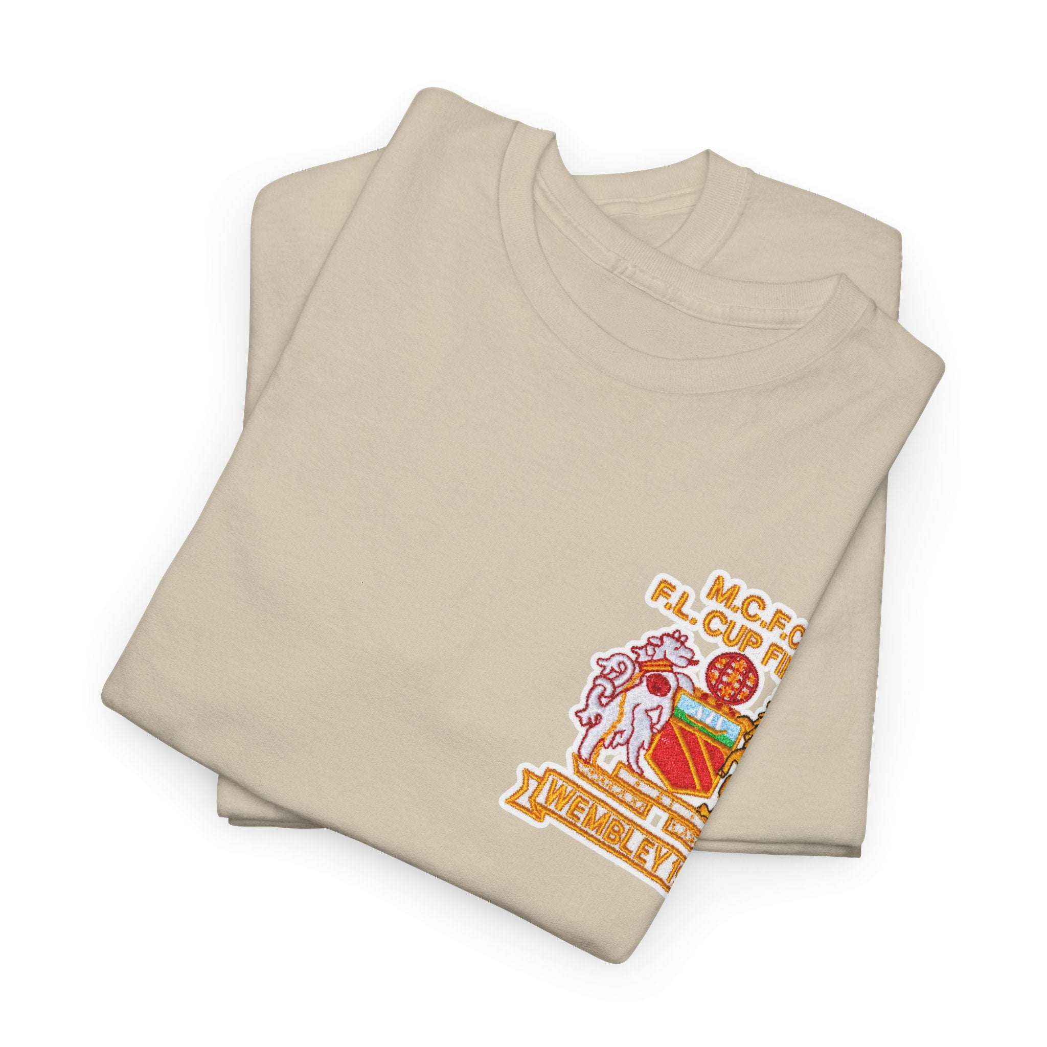 Manchester City 1976 League Cup Final Crest Cotton T‑Shirt — Vintage Football Fan Tee