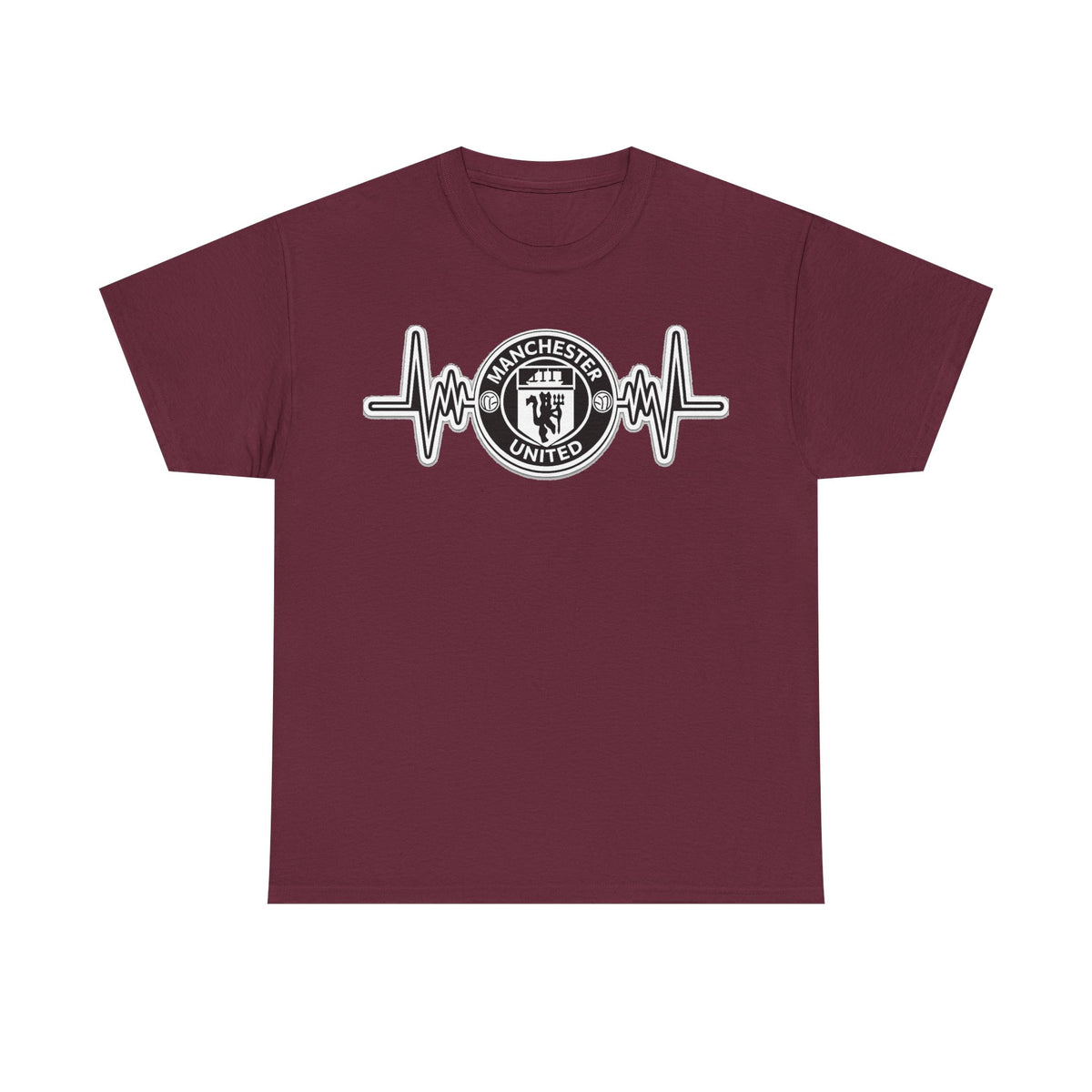Manchester United Inspired Heartbeat T‑Shirt — Football Fan Pulse Tee