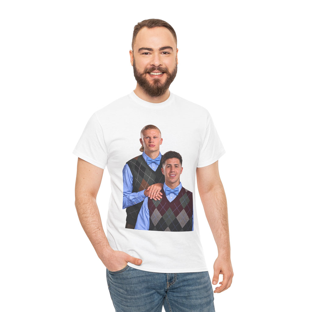 Haaland and Enzo Geek Cotton T-Shirt — Two Guys in Argyle Sweater Vests