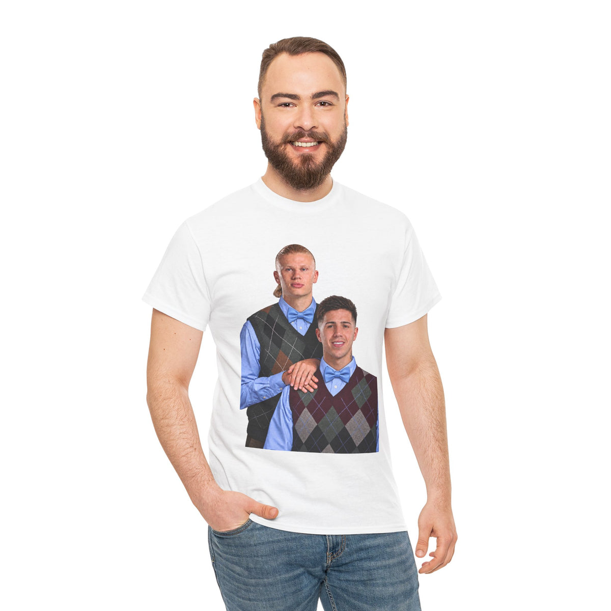 Haaland and Enzo Geek Cotton T-Shirt — Two Guys in Argyle Sweater Vests