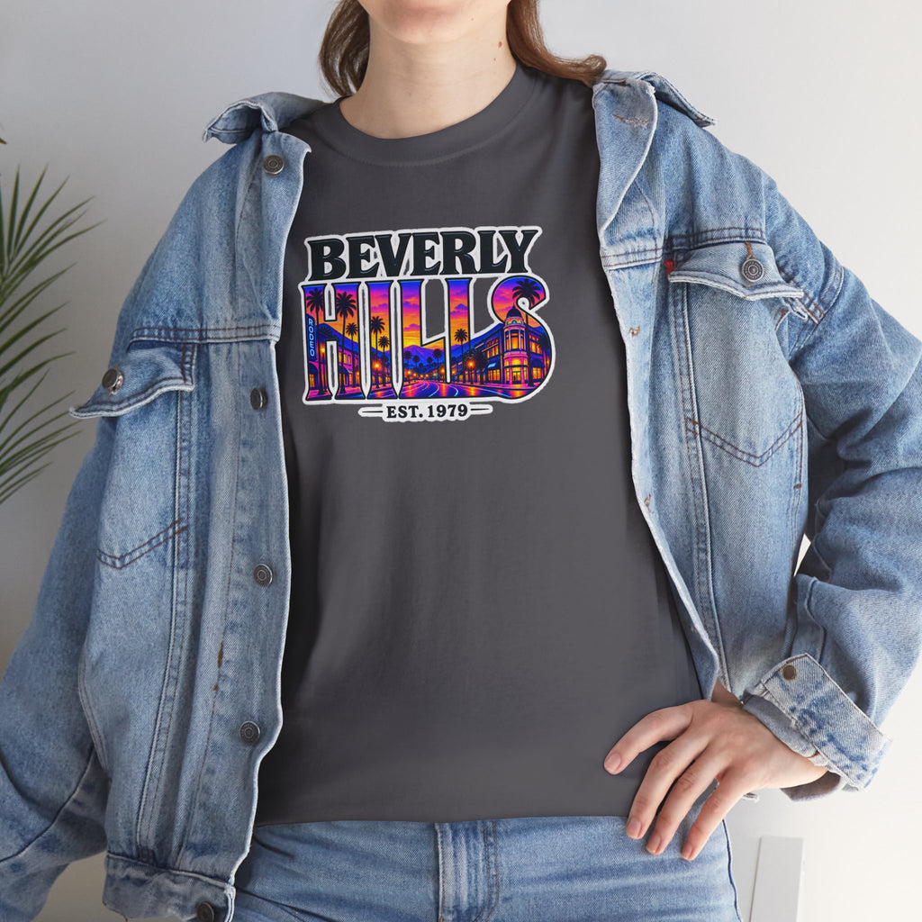Beverly Hills Retro Sunset Tee — 'Beverly Hills EST. 1979' Graphic T-Shirt