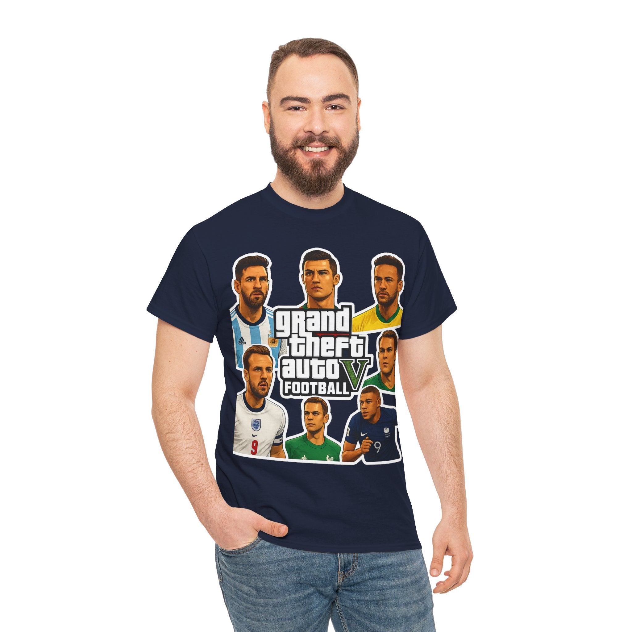 Graphic Tee — 'Grand Theft Auto V Football' Soccer Players Collage Shirt
