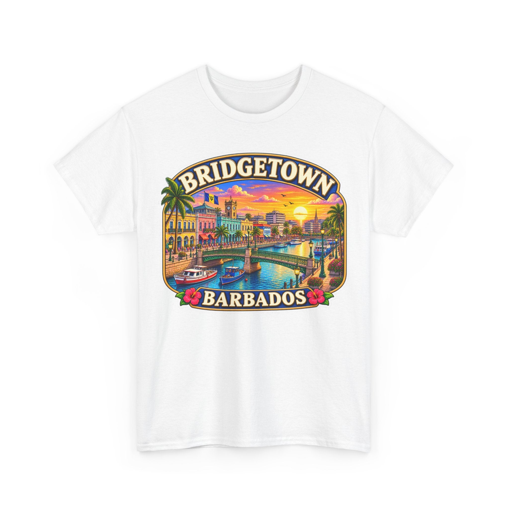 Bridgetown Barbados Vintage Sunset Tee — Caribbean Travel Souvenir T-Shirt