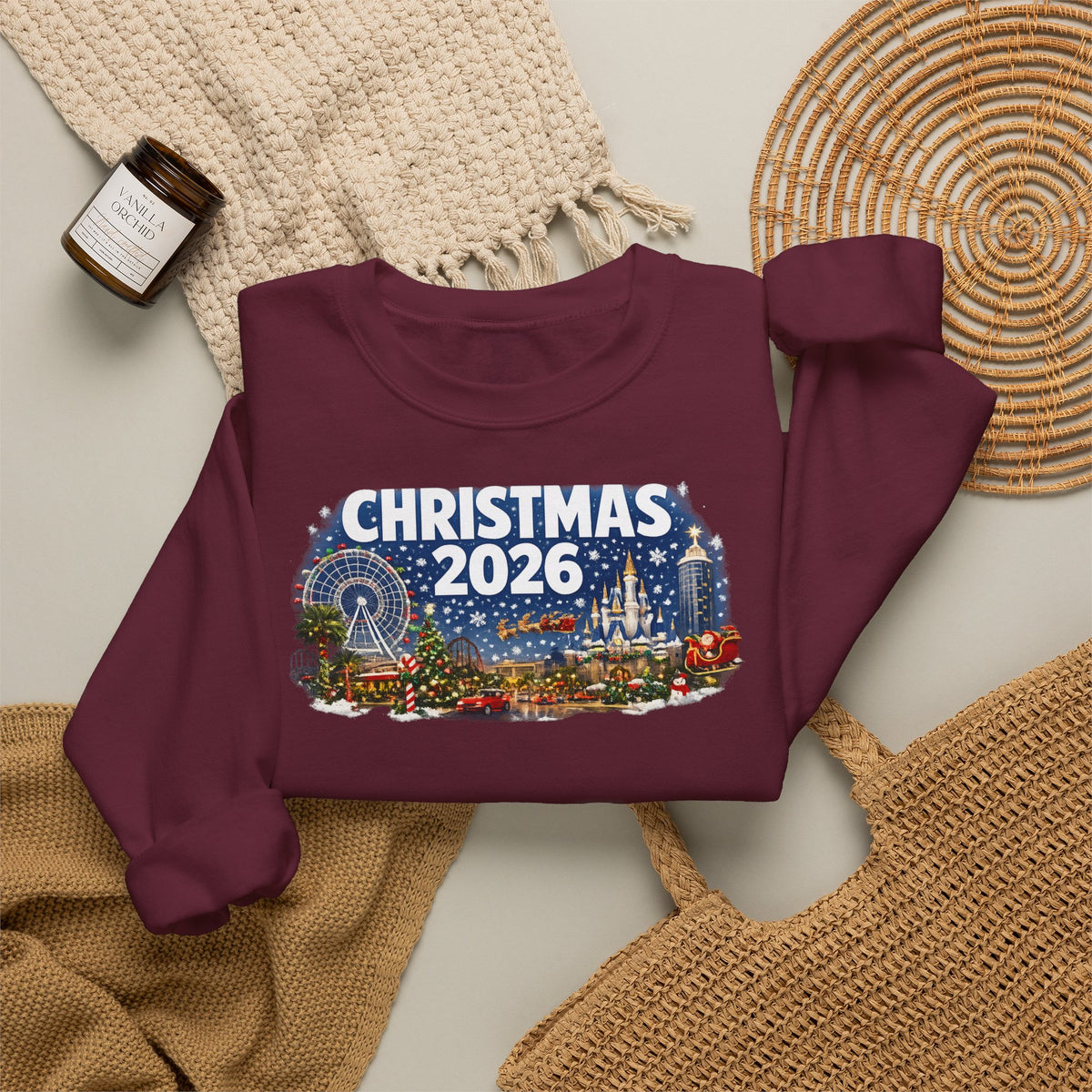 Christmas 2026 Holiday Sweatshirt – Festive Winter Cityscape Crewneck