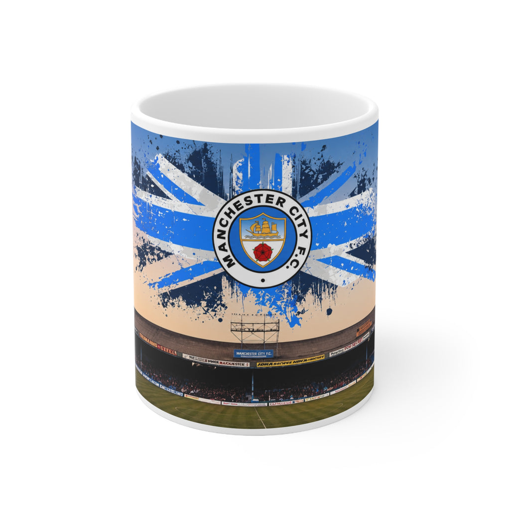 Manchester City Maine Road Kippax Stand Ceramic Coffee Mug — Stadium Panorama & Crest, 11oz/15oz