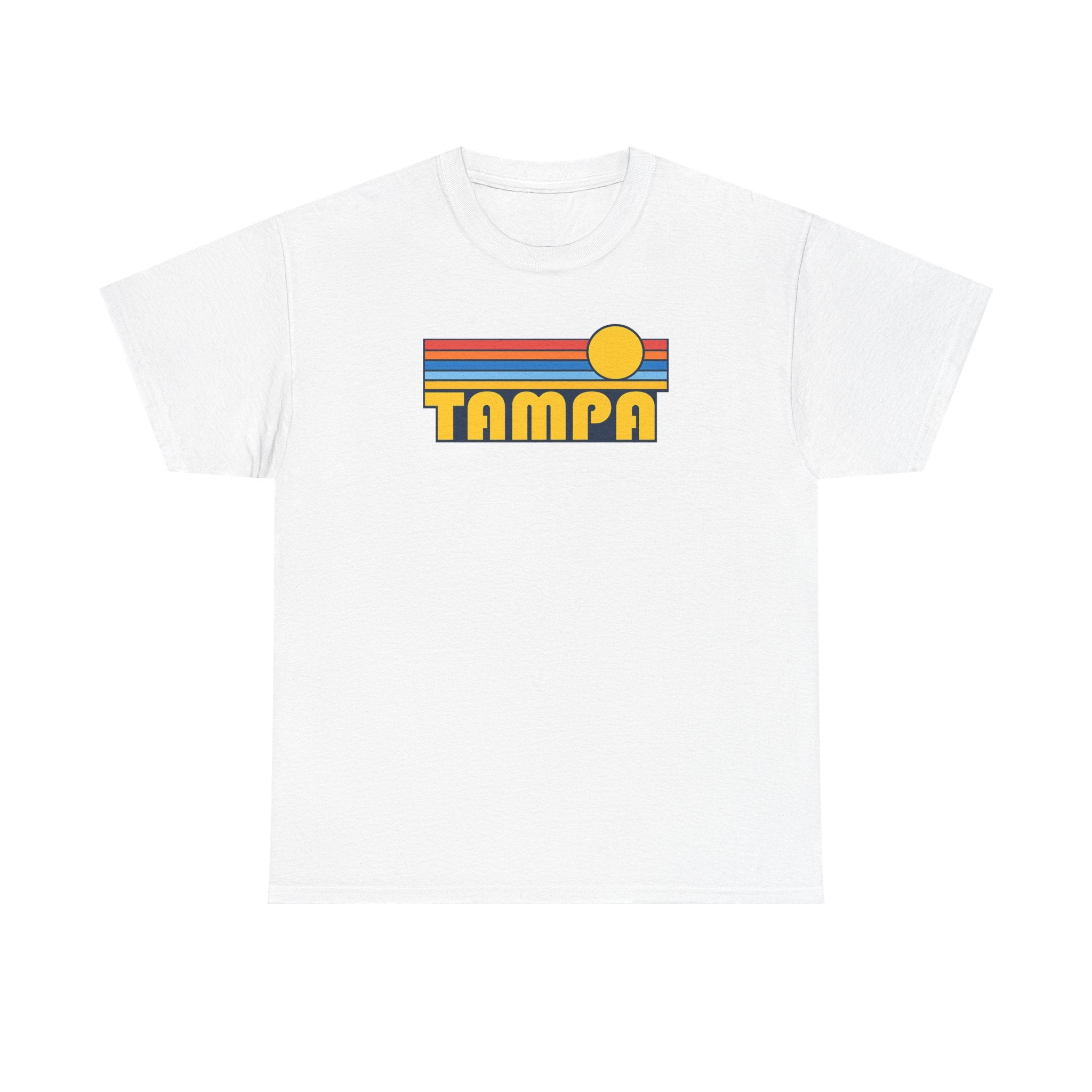 Tampa Retro Sunset T-Shirt — Vintage 70s Striped Beach Tee