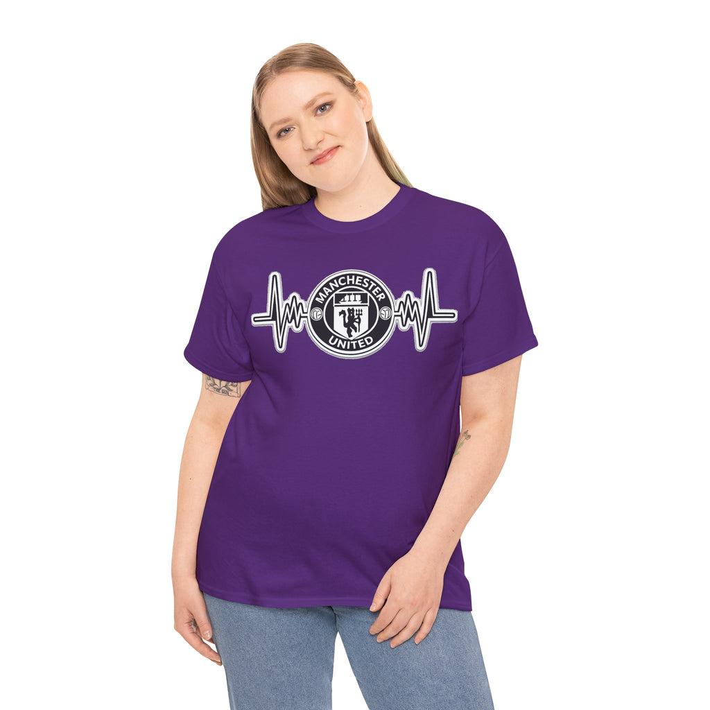 Manchester United Inspired Heartbeat T‑Shirt — Football Fan Pulse Tee