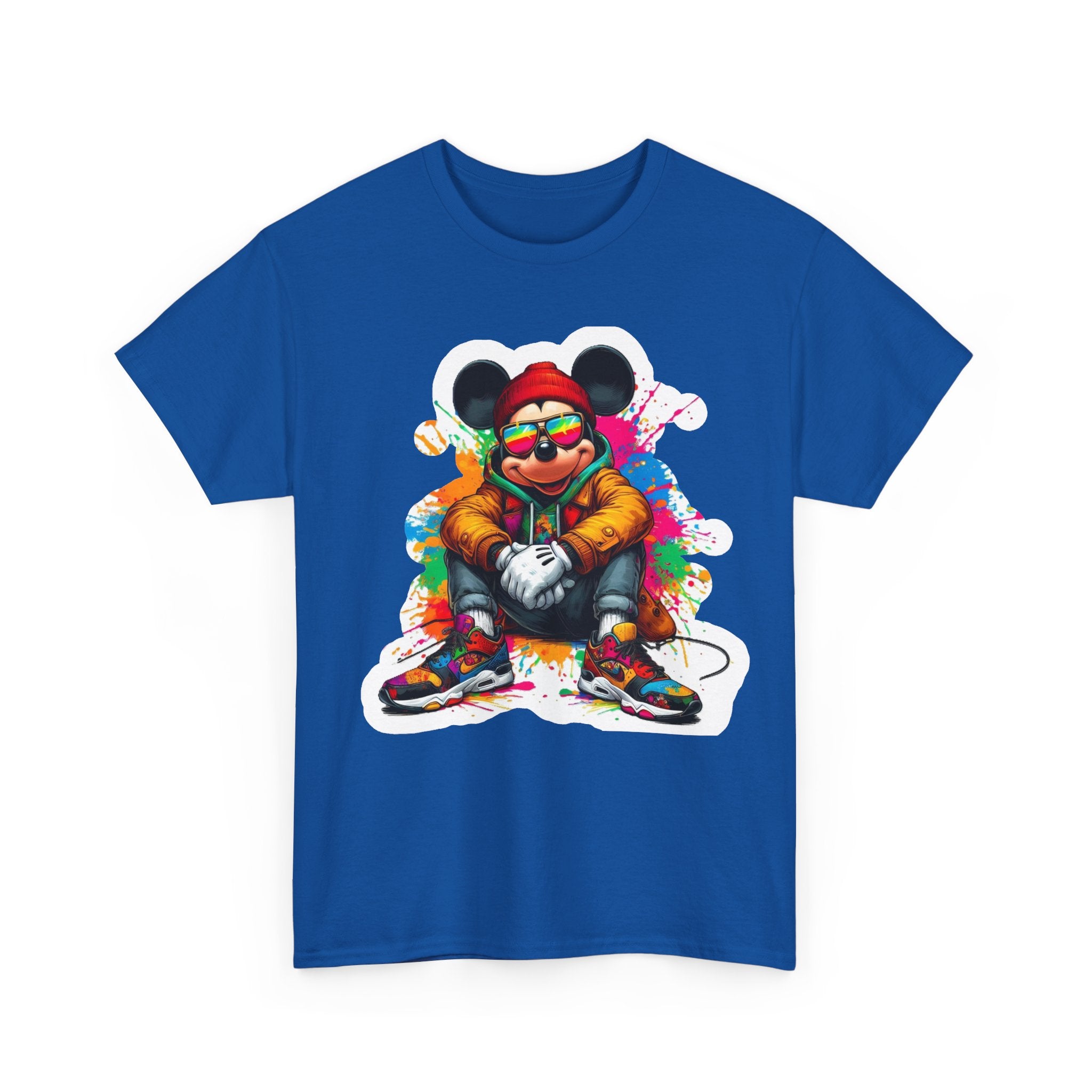 Streetwear Mouse Graphic Tee — Colorful Urban Hip-Hop Cartoon Shirt