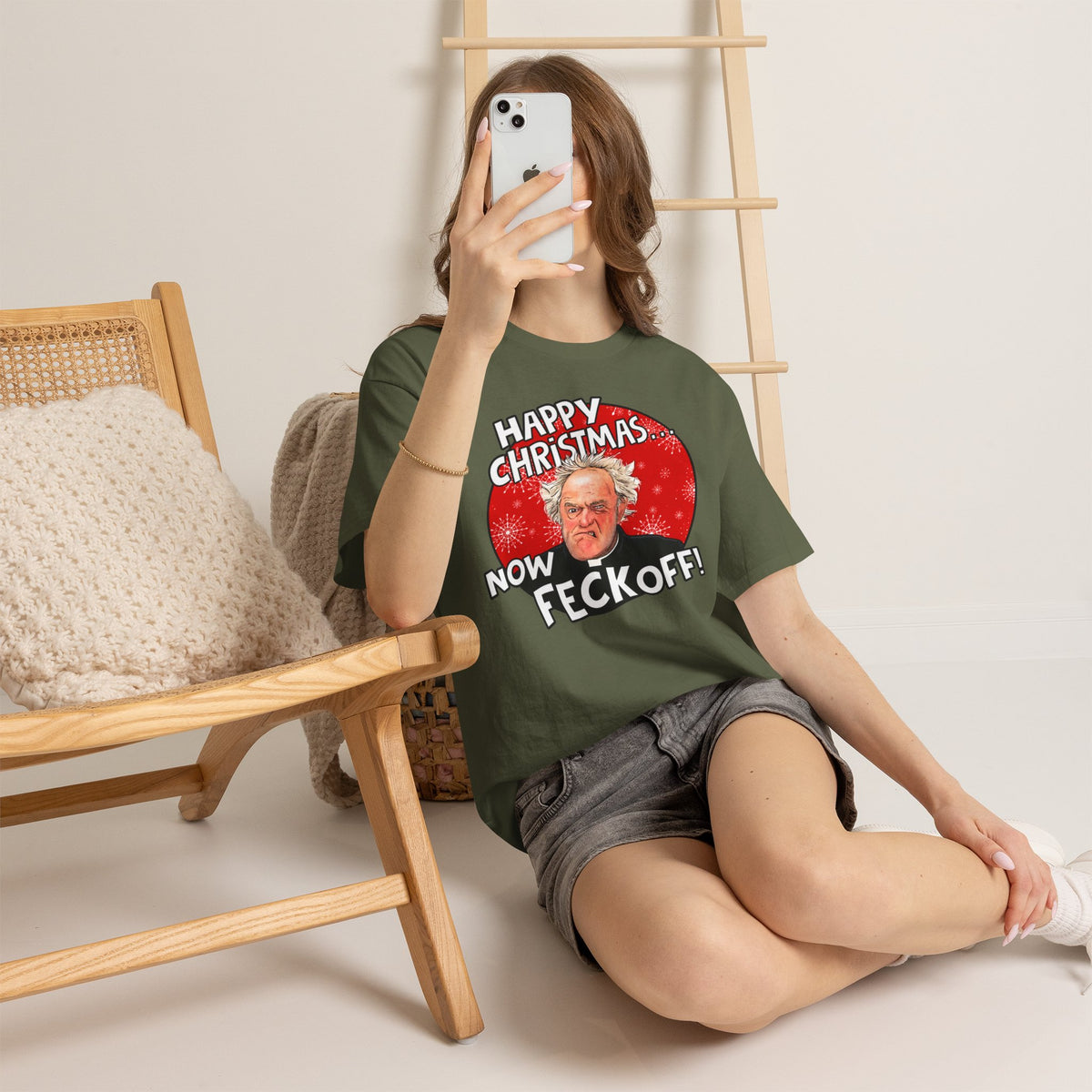 Funny Christmas Tee — “Happy Christmas… Now Feck Off!” Holiday Graphic T-Shirt