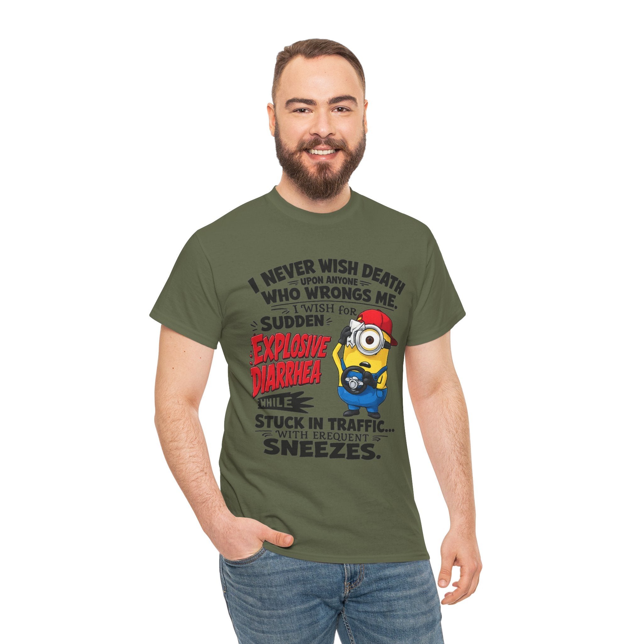 Funny Minion Traffic Tee — "Explosive Diarrhea" Humorous Graphic T-Shirt