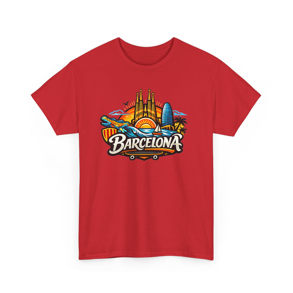 Barcelona Skyline Graphic Tee — Colorful Travel Souvenir T-Shirt