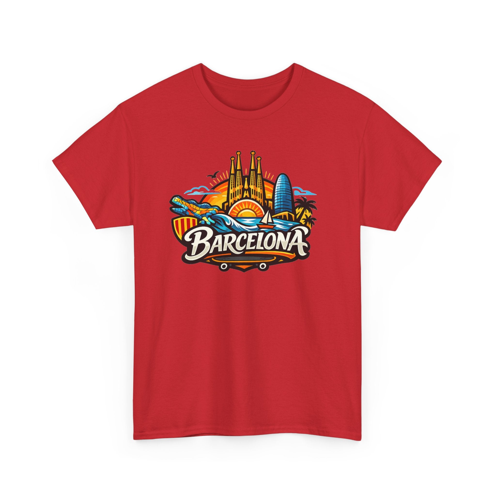 Barcelona Skyline Graphic Tee — Colorful Travel Souvenir T-Shirt