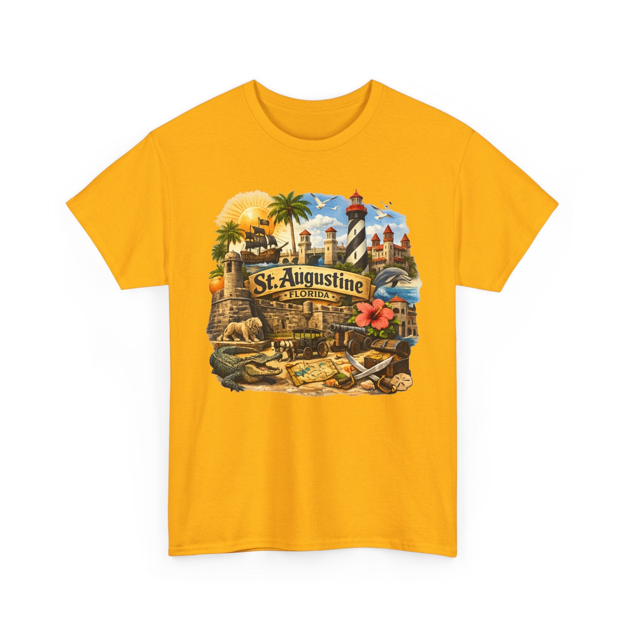 St. Augustine Florida Vintage Travel Tee — Retro Beach & Lighthouse Souvenir T-Shirt