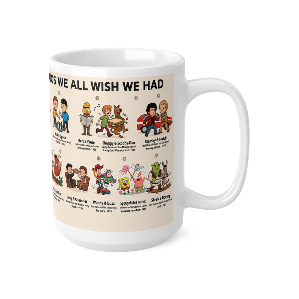 Best Friend Duos Coffee Mug — Vintage Club Championship Medal Design (11oz & 15oz)