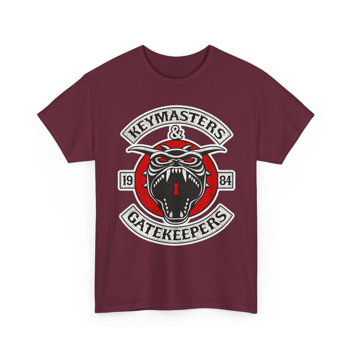 Keymasters & Gatekeepers Tee — Retro Demon Key Emblem Shirt (Since 1984)