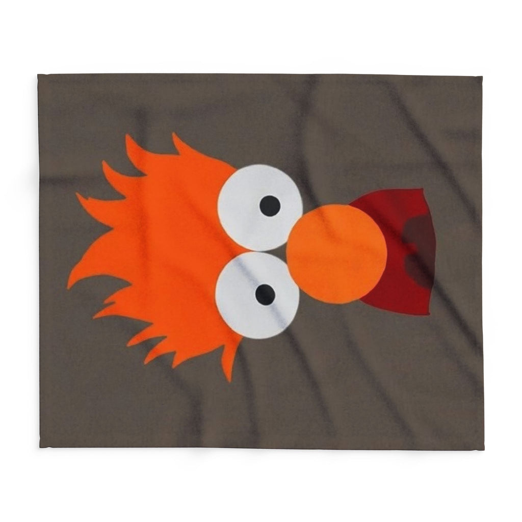 Becker Inspired Orange Fuzzy Character Fleece Blanket – Cute Cartoon Face Cozy Throw