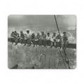 NYC Vintage 'Lunch Atop a Skyscraper' PU Leather Mouse Mat — Retro Industrial Desk Pad