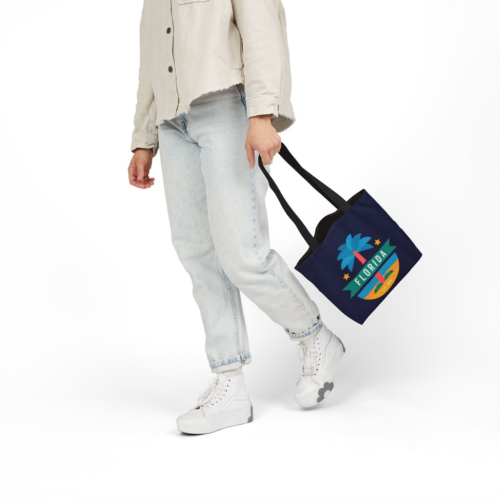 Florida Palm Beach Canvas Tote Bag — Retro Sunshine Travel Tote