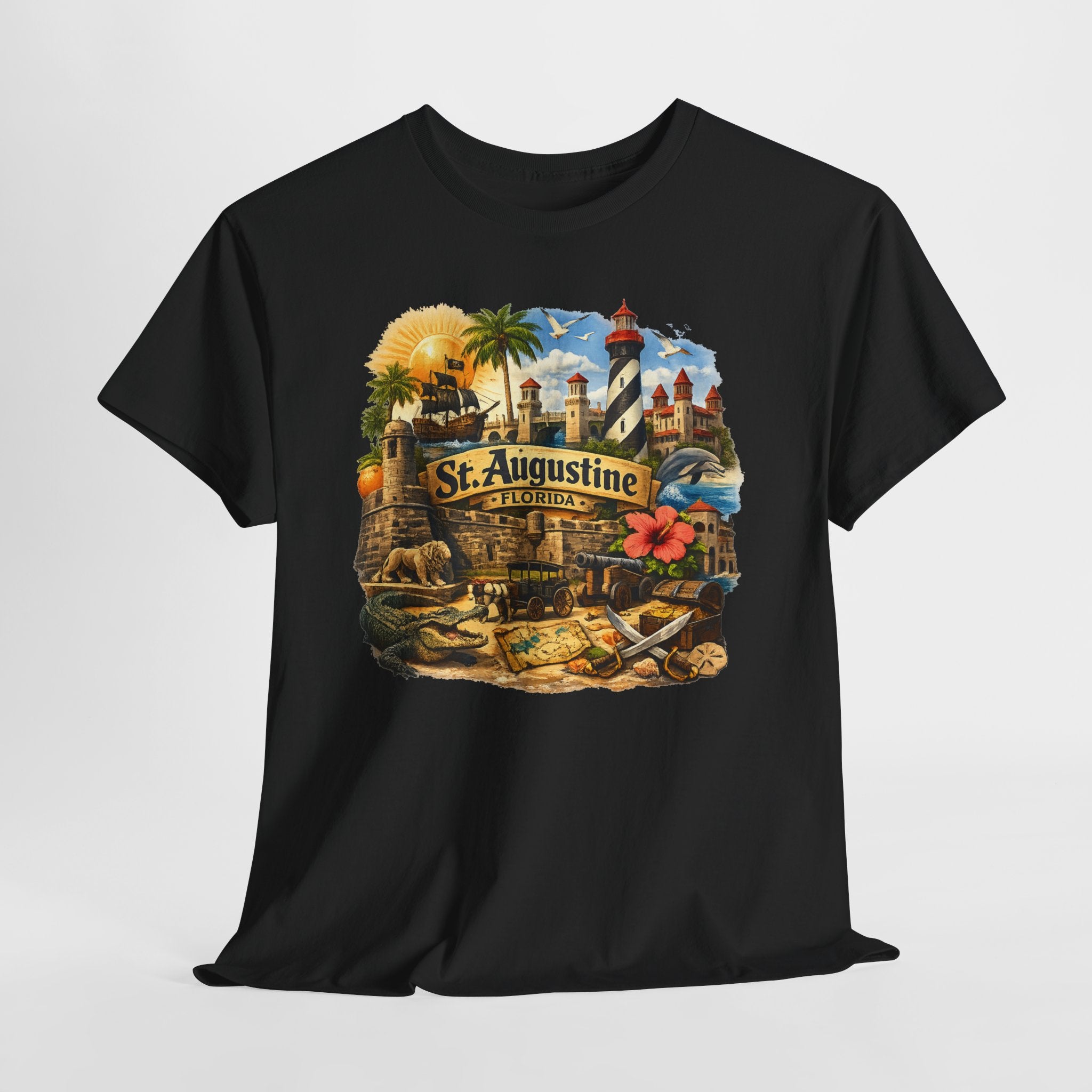 St. Augustine Florida Vintage Travel Tee — Retro Beach & Lighthouse Souvenir T-Shirt
