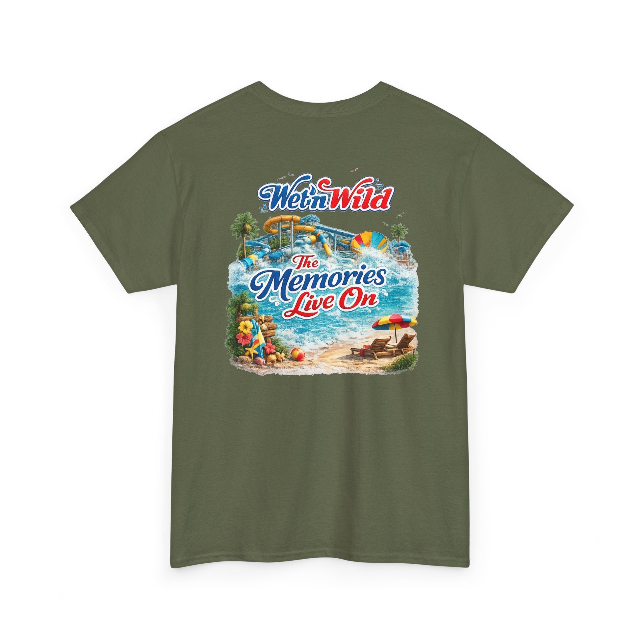 Wet'n Wild Beach Tee — "The Memories Live On" Retro Island Graphic Shirt