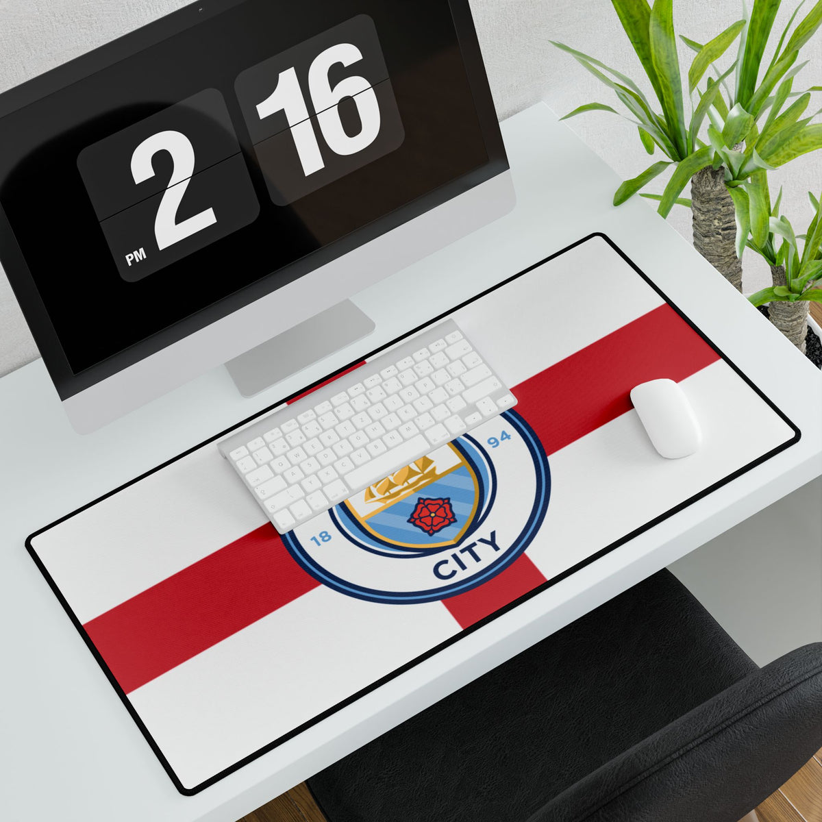 Manchester City St George Flag Desk Mat — Large Football Club Gaming Mouse Pad