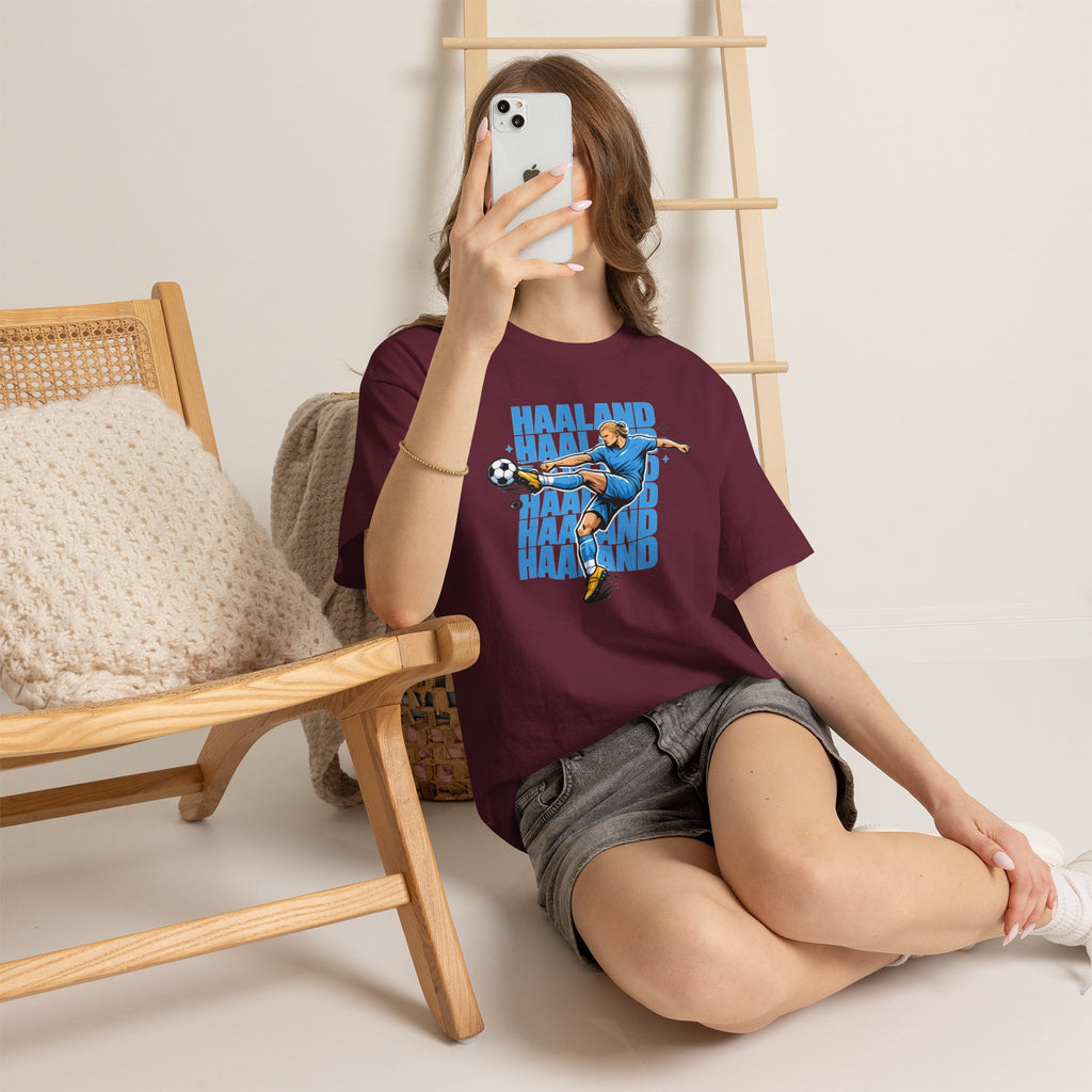 Haaland Manchester City Inspired Cotton T-Shirt — Striker Action Graphic Football Shirt