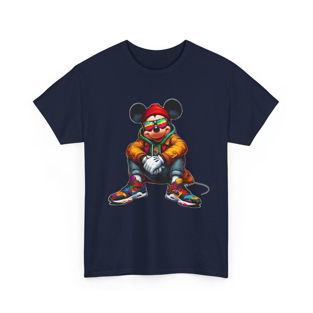 Mickey Mouse Streetwear Graphic Tee — Hip-Hop Mouse Character Sitting in Sneakers