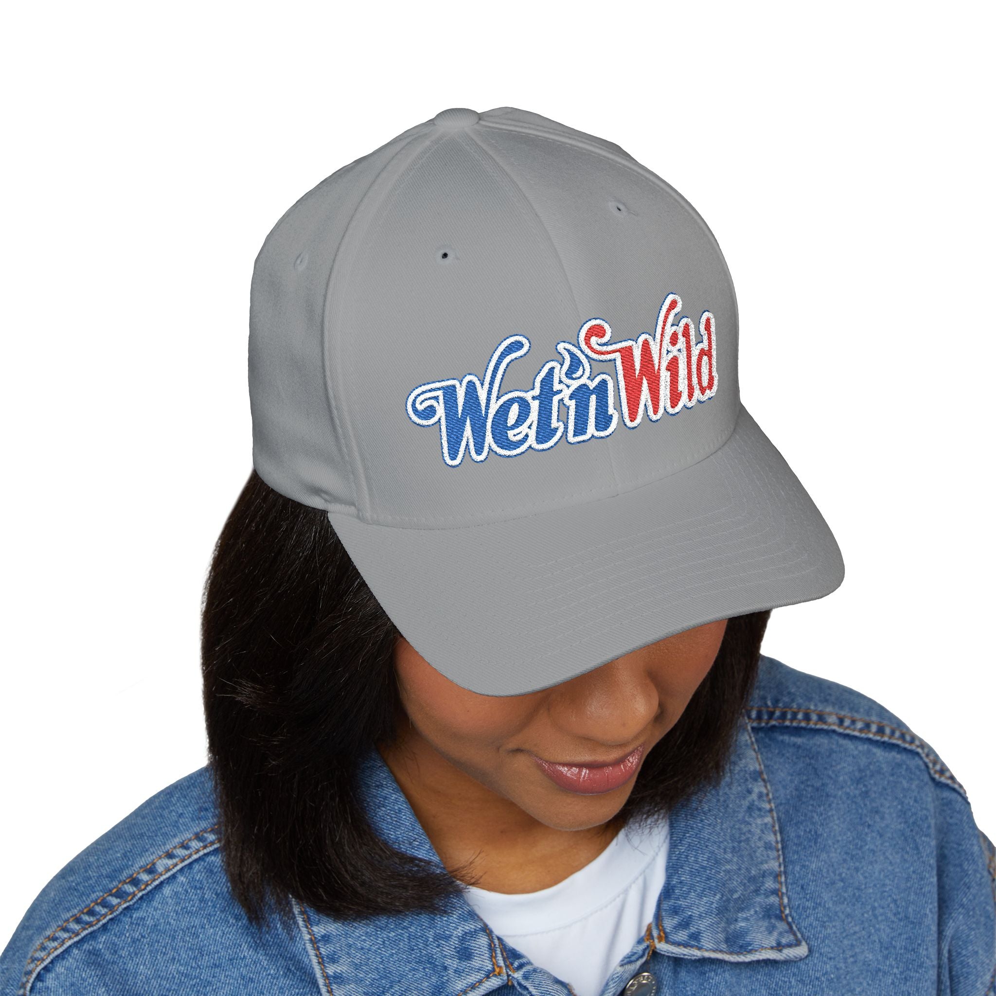 Wet 'n Wild Retro Embroidered Cap — Patriotic Red & Blue Retro Baseball Hat