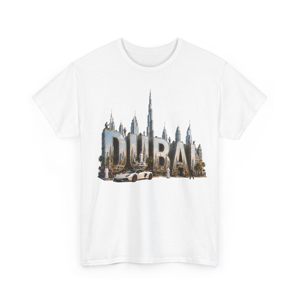 Dubai Skyline T-Shirt — Dubai Cityscape Graphic Tee with Burj Khalifa
