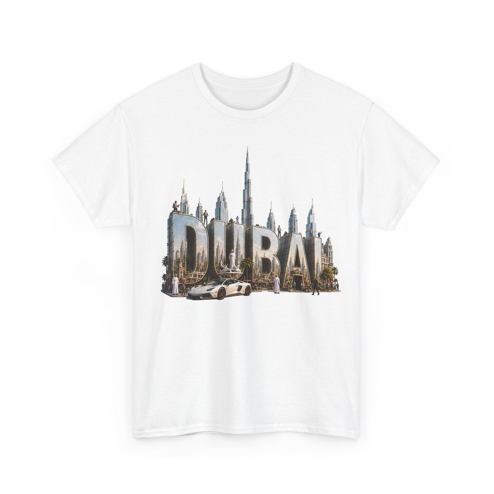Dubai Skyline T-Shirt — Dubai Cityscape Graphic Tee with Burj Khalifa