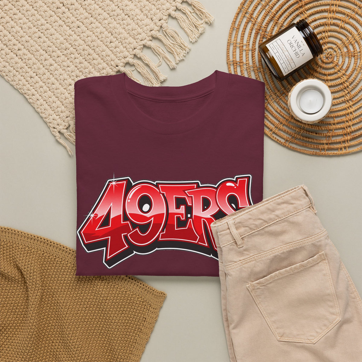 T-Shirt — '49ERS' Red Graffiti Sports Logo Tee