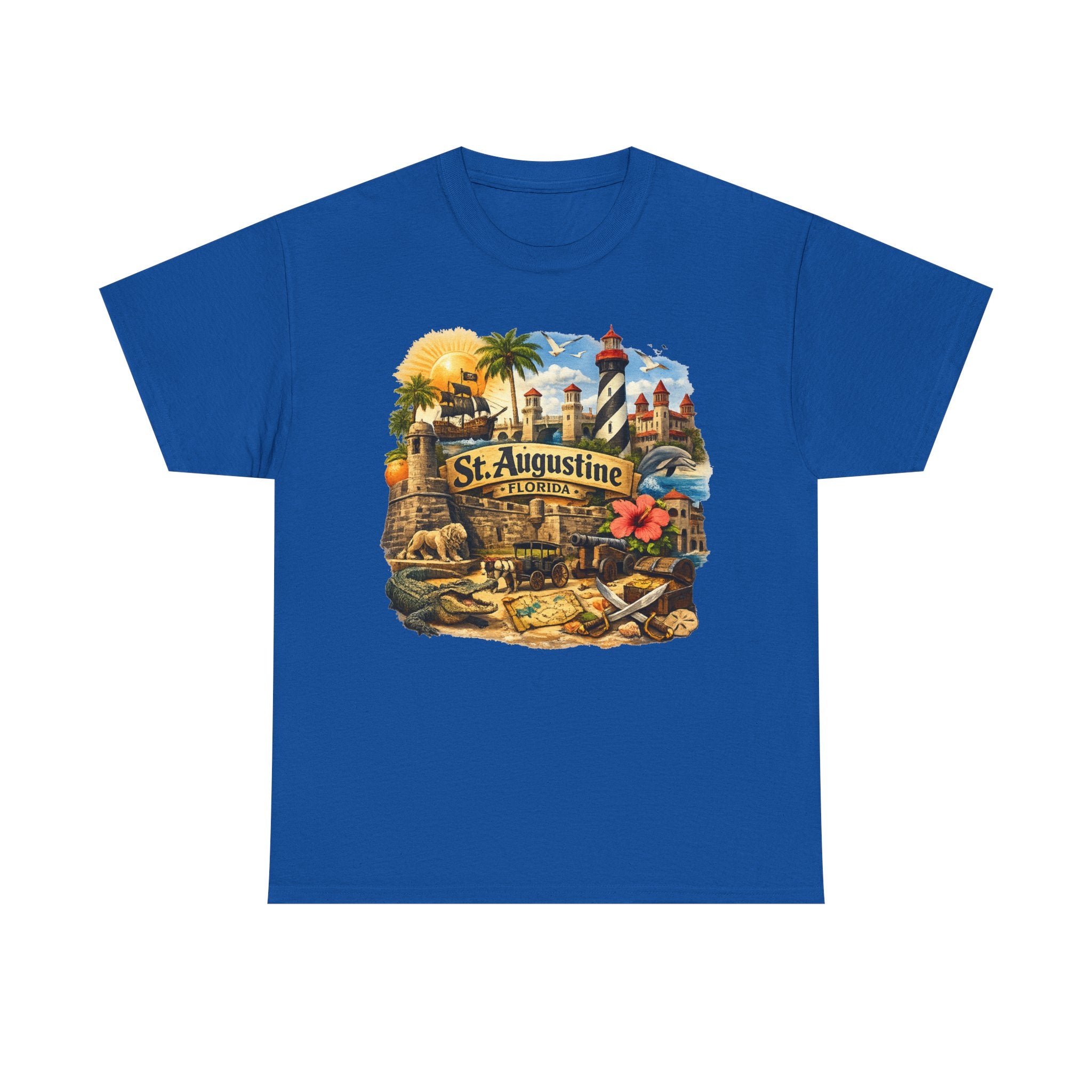 St. Augustine Florida Vintage Travel Tee — Retro Beach & Lighthouse Souvenir T-Shirt