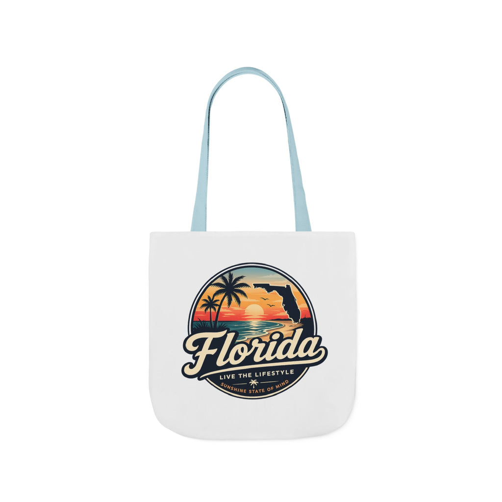 Florida Sunset Canvas Tote Bag — Retro Palm Beach Design