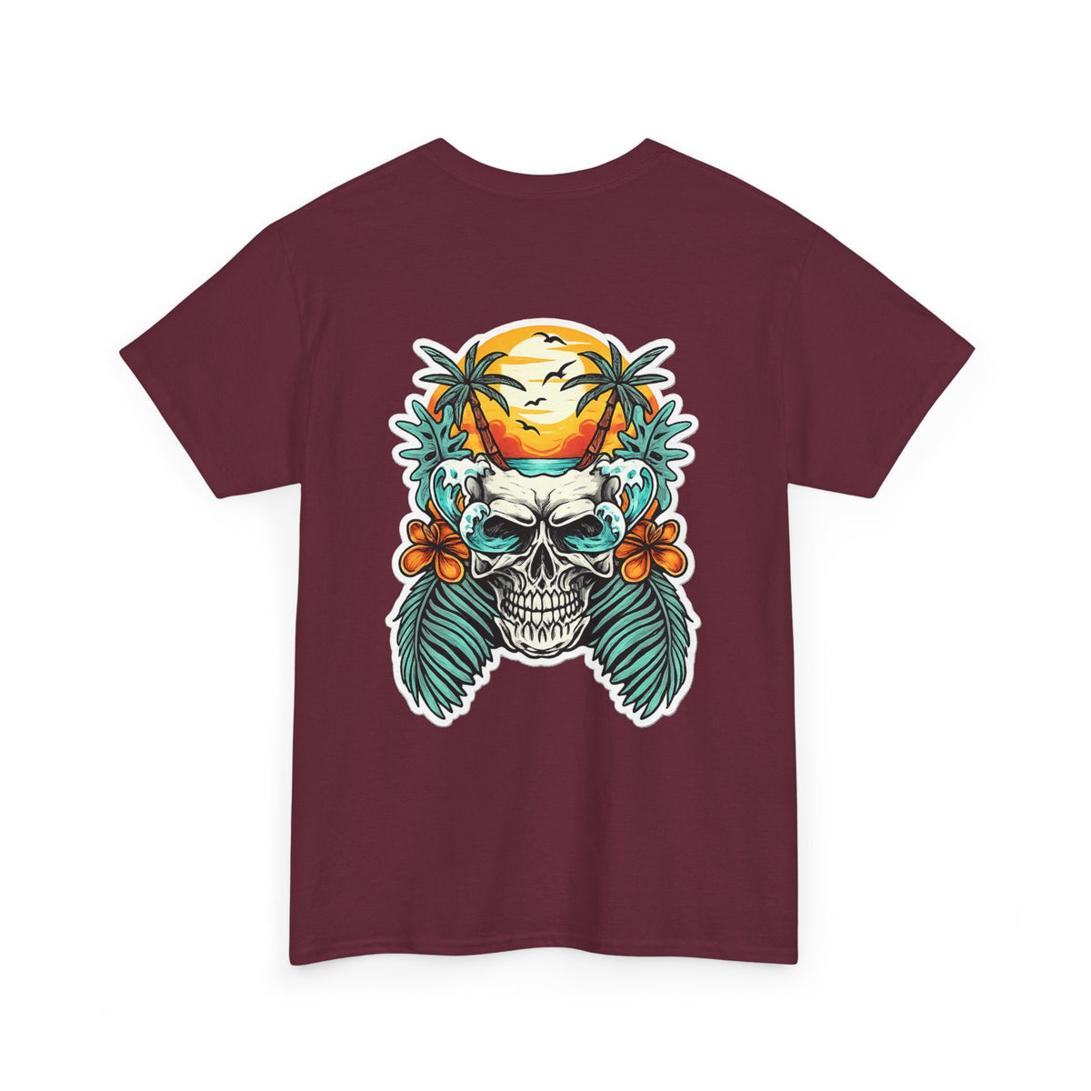 Tropical Skull Tee — Sunset Palm Beach Skull T-Shirt
