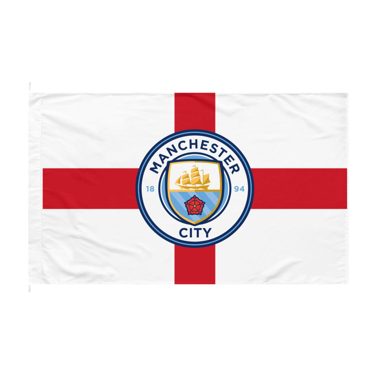 Manchester City St George Cross Flag — Double-Sided Football Banner