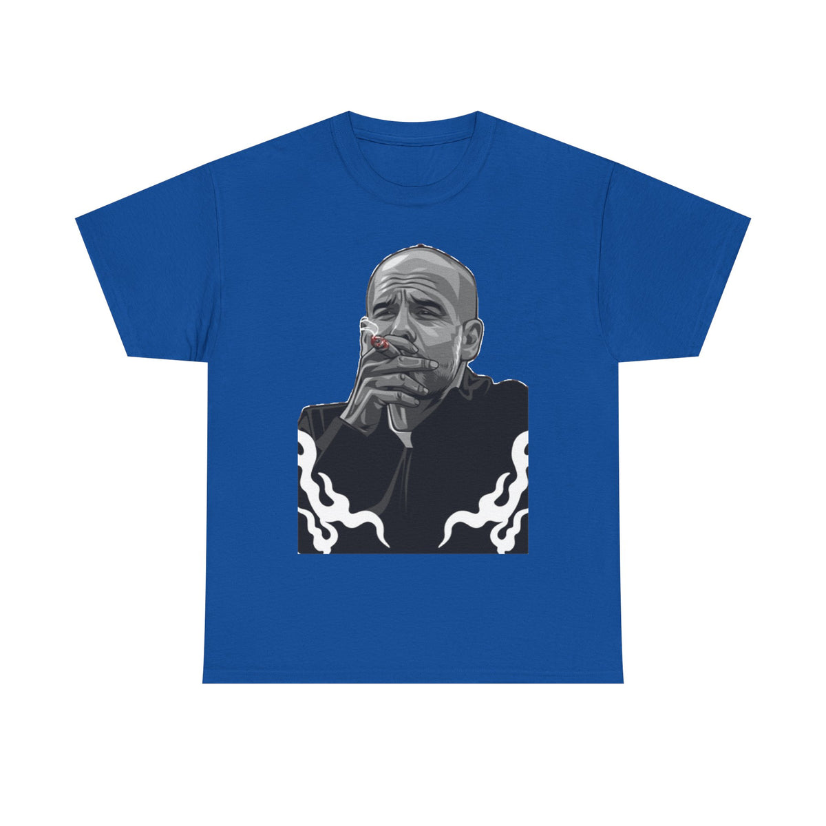 Pep Guardiola Smoking Portrait T‑Shirt — Moody Graphic Tee