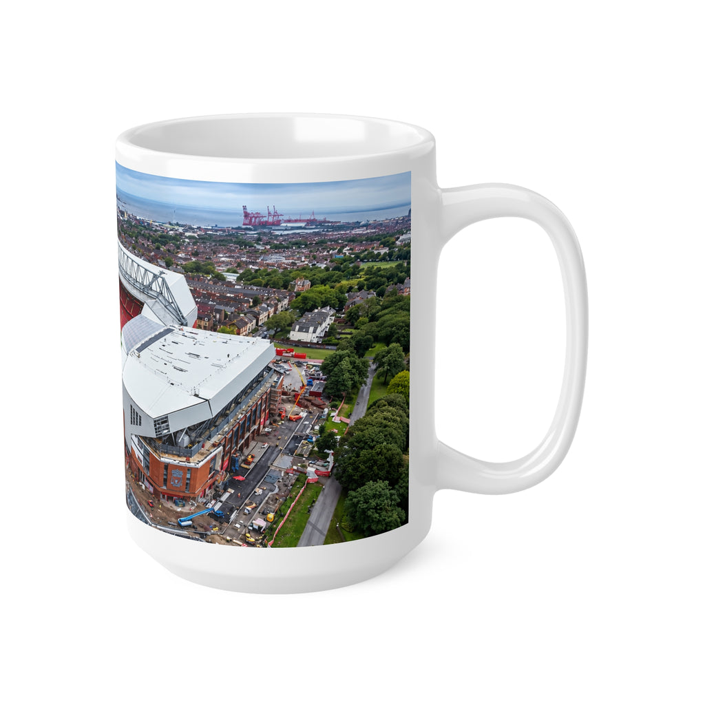 Liverpool's Anfield Stadium Aerial Photo Coffee Mug - Soccer Football Fan Gift, 11oz & 15oz Ceramic